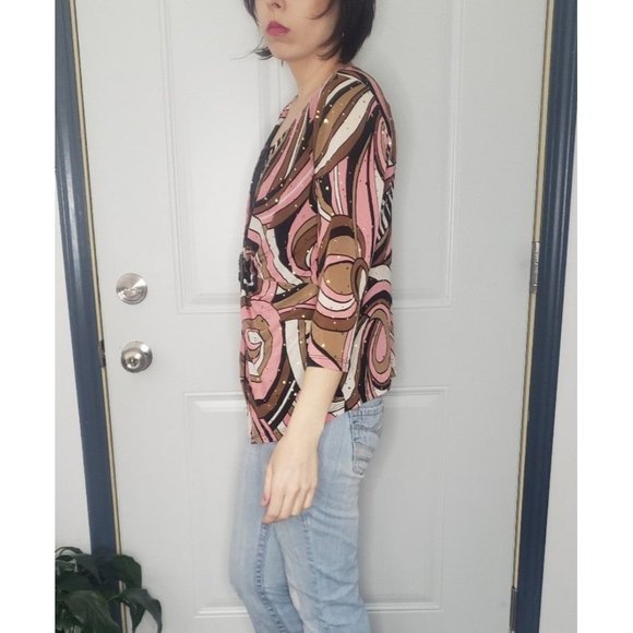 Y2K Does 70s Pink‎ and Brown Top - Picture 2 of 4